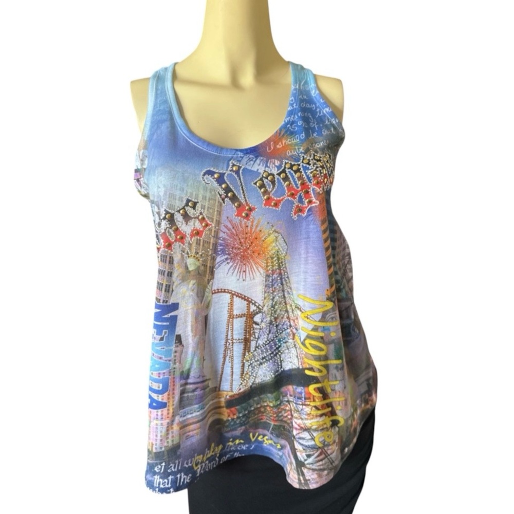Women’s Banana Expression Beaded Las Vegas Strip Graphic Tank Top women M